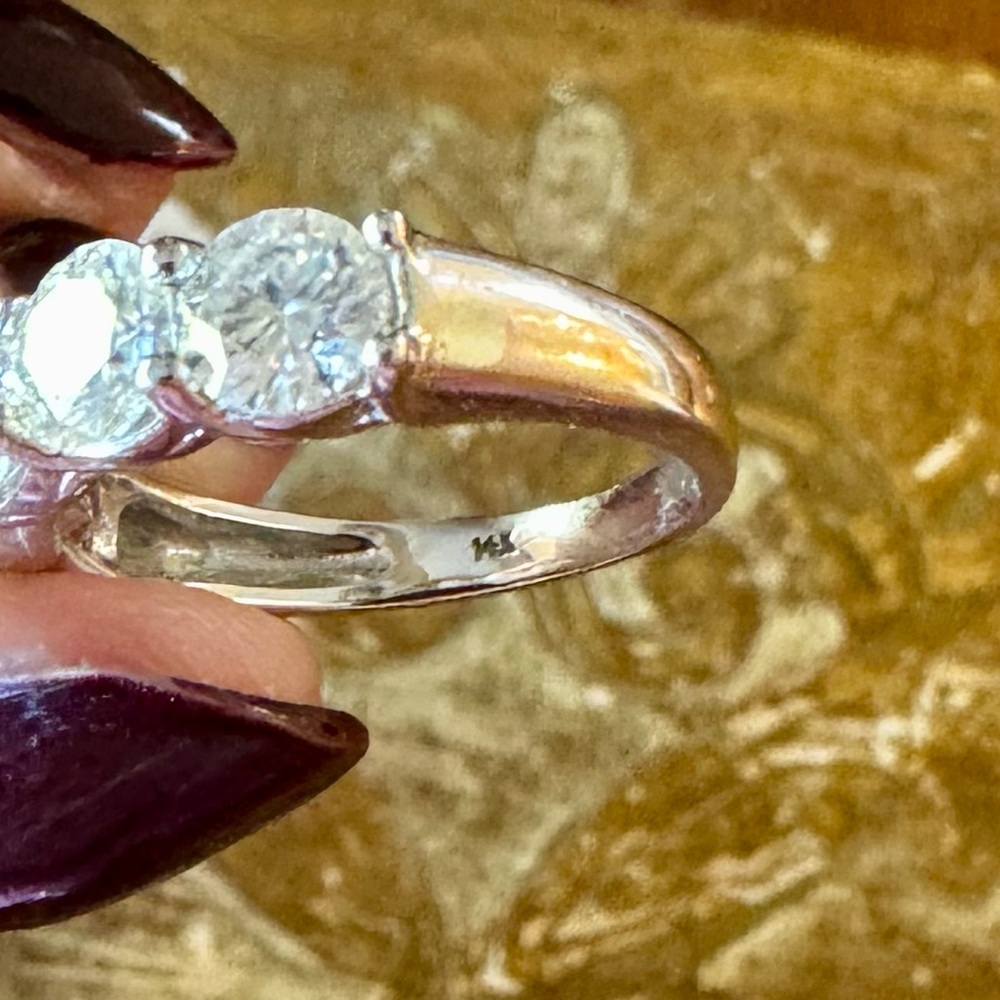 Solid 14k white gold 5 stone anniversary band ring 6.25 - Picture 10 of 16